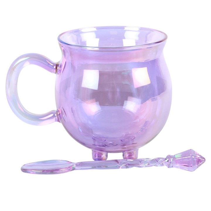 Purple Glass Cauldron Mug & Spoon