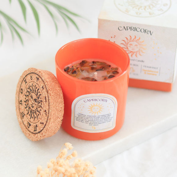 Capricorn Sandalwood & Jasmine Tiger's Eye Candle
