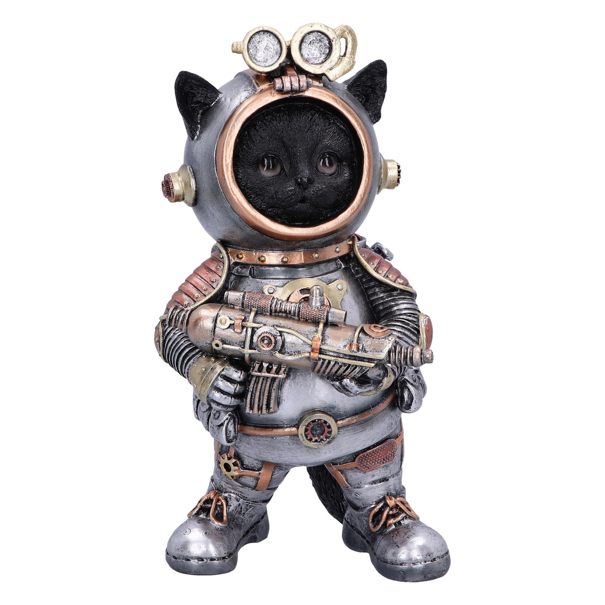 Cat-tack Space steampunk black cat astronaut figurine by Nemesis Now