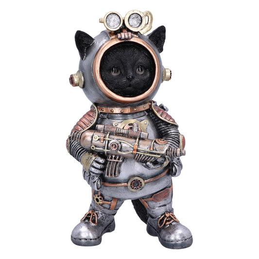 Cat-tack Space steampunk black cat astronaut figurine by Nemesis Now