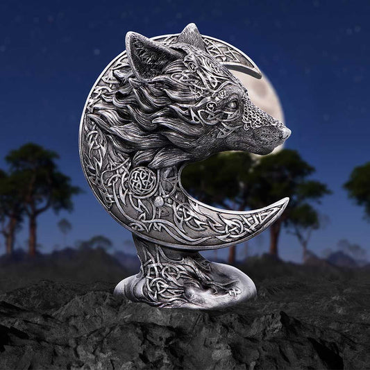 Celtic Crescent Moon Wolf Ornament