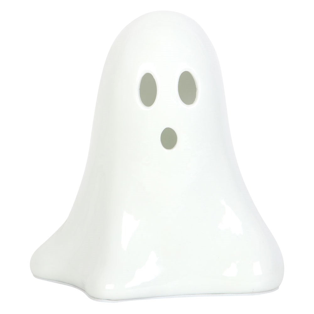 White ceramic light up LED ghost