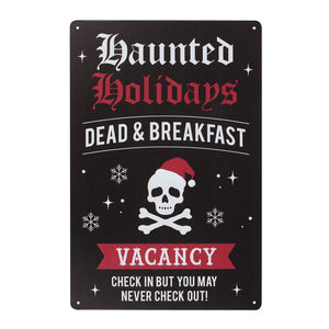 Christmas 'Haunted Holidays' Metal Sign
