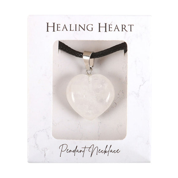 Clear Quartz Crystal Heart Necklace