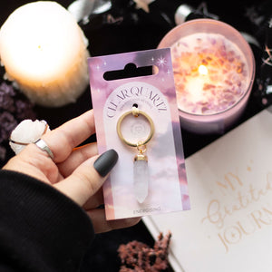 Clear Quartz Crystal Keyring