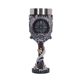 Rear view of Corpse Bride goblet with church window design