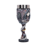 Side view showing the ornate sculpted stem of Victoria Goblet