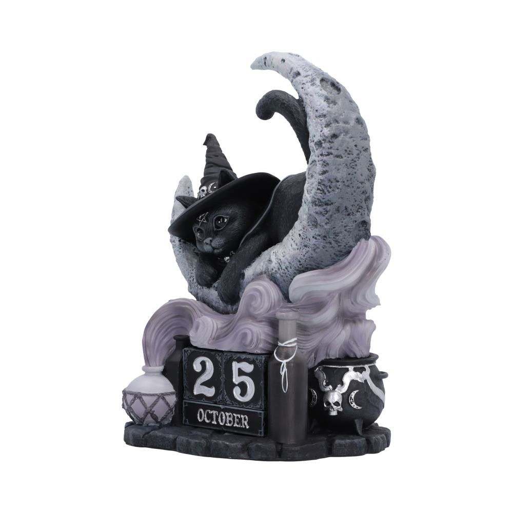 Purrah perpetual calendar with black cat and crescent moon
