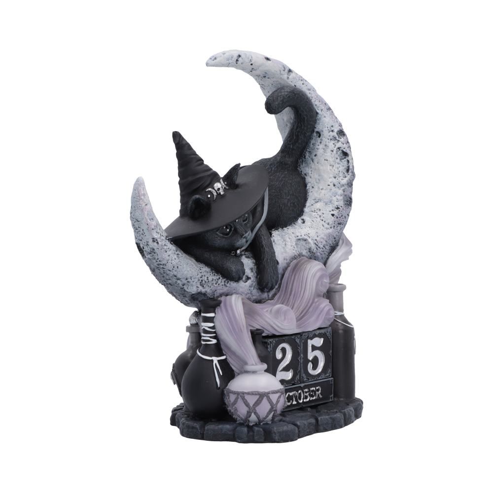 Purrah black cat crescent moon calendar back view