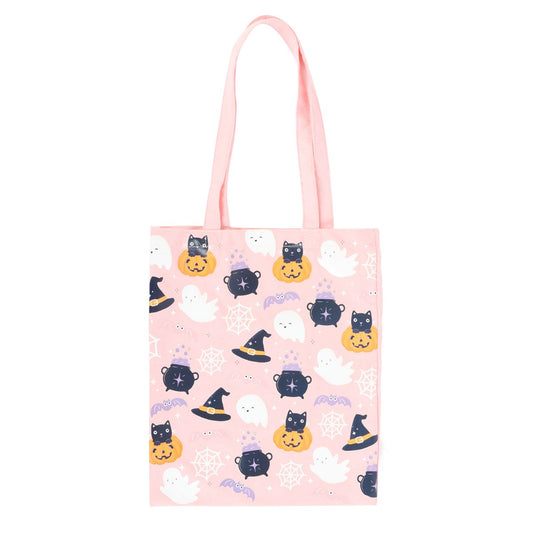 Cute Halloween Tote Bag – Ghosts, Black Cats & Pumpkins