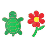 Turtle and Flower Pin Badge Set