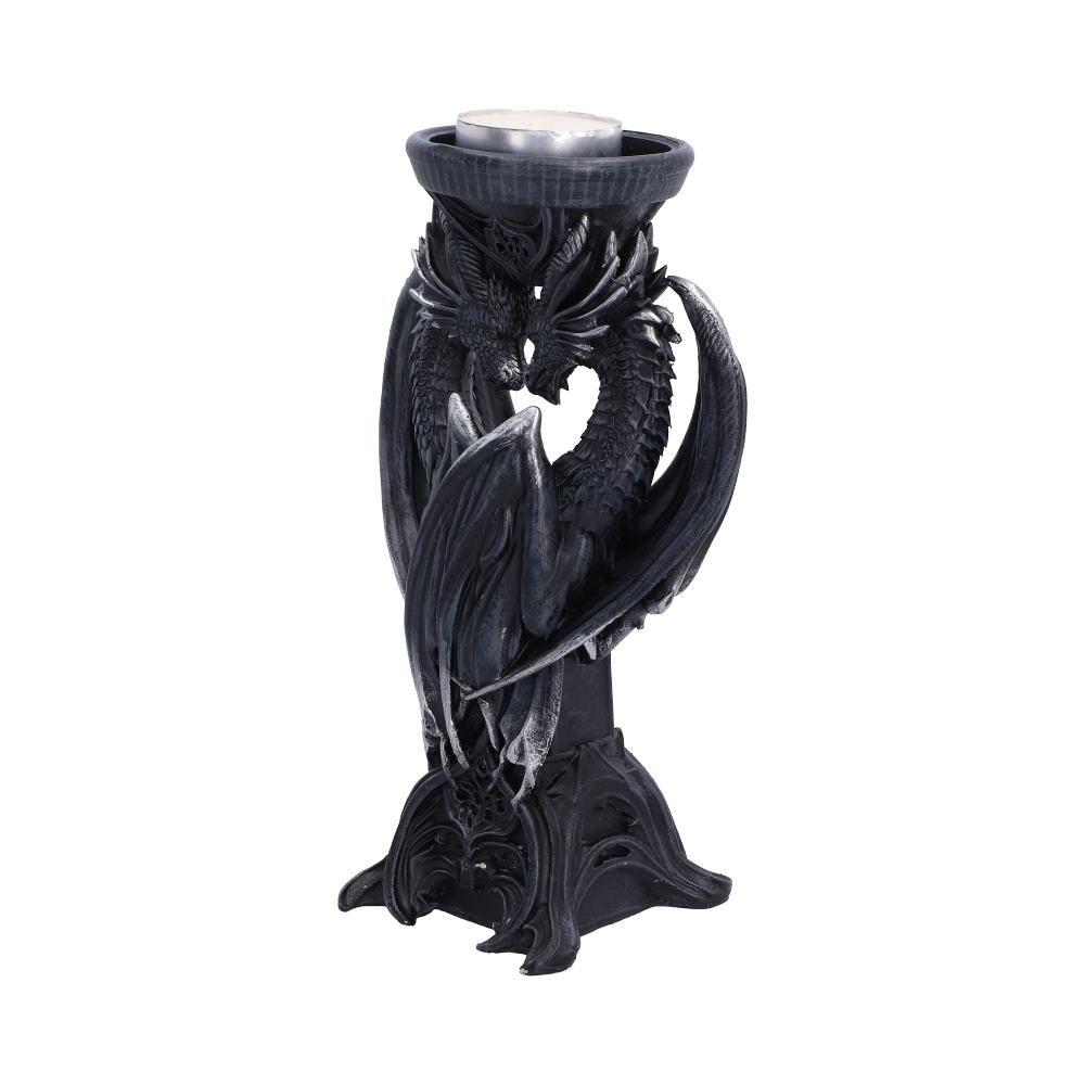 Dark Heart black dragon candle holder side view