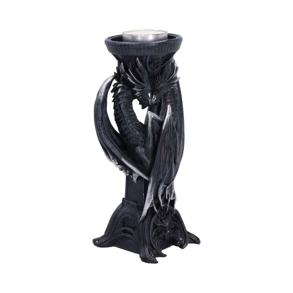 Dark Heart gothic dragon candle holder side view