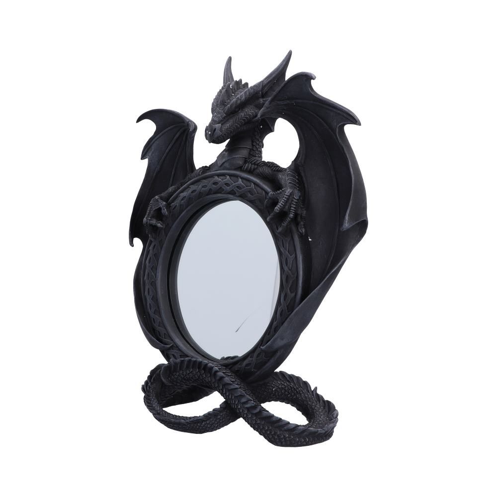 Gothic dragon mirror with sculpted wings