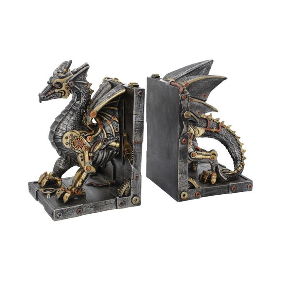 Dracus Machina Steampunk Dragon Bookends