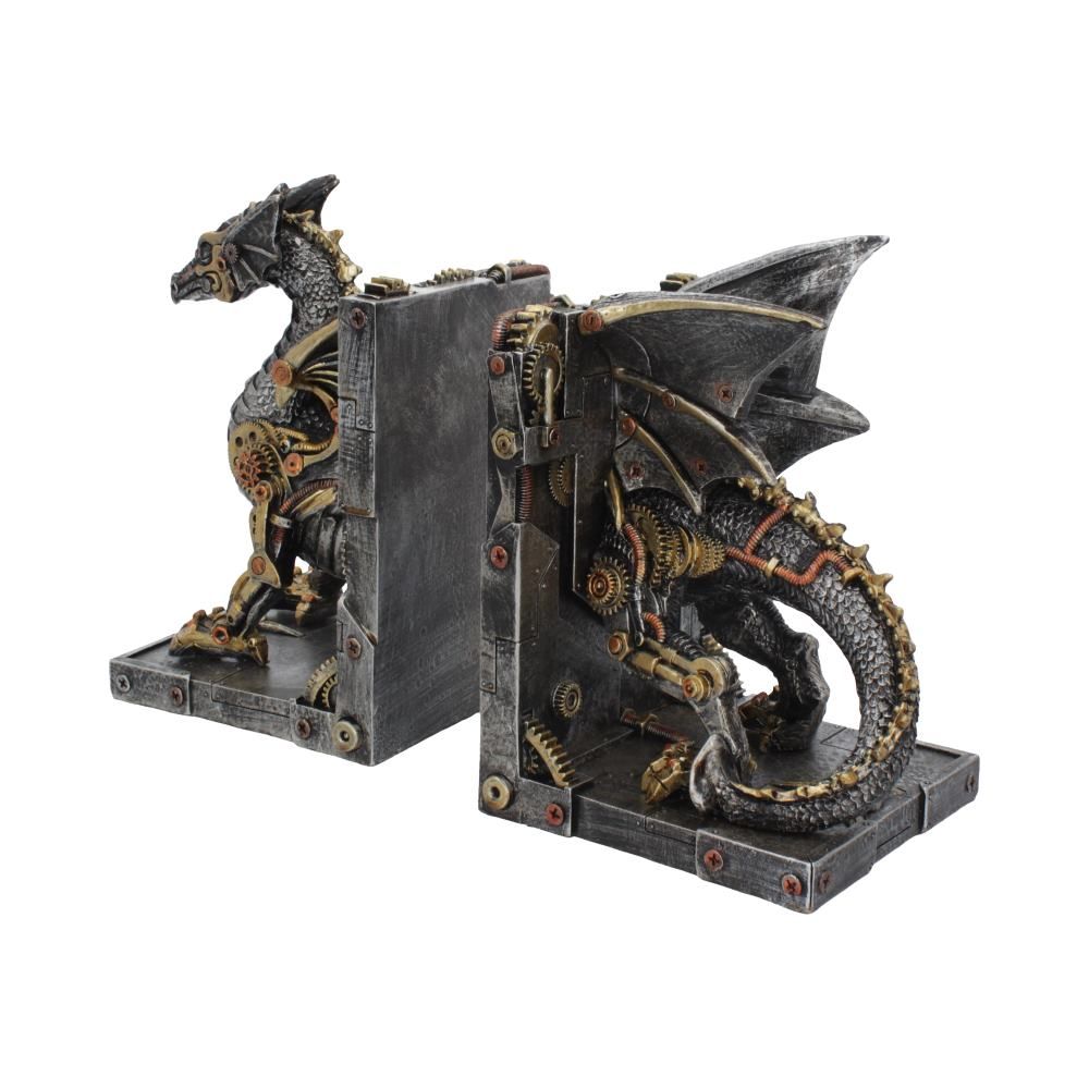 Dracus Machina Steampunk Dragon Bookends