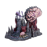Side view of detailed Illithid bookends on rocky bases