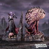 Illithid bookends displayed with Dungeons and Dragons artwork