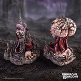 Mind Flayer and Elder Brain bookends in a fantasy display setting