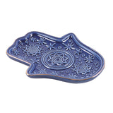 Dark Blue Hand of Hamsa Incense Holder and Trinket Dish