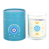 Under Watchful Eyes White Rose Candle with Crystals