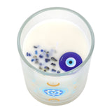 Under Watchful Eyes White Rose Candle with Crystals