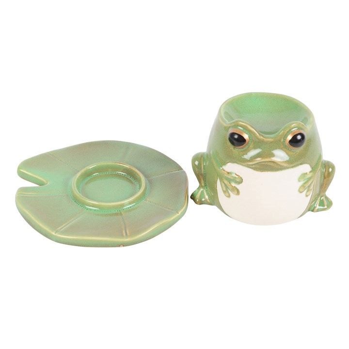 Frog oil burner and removable lily pad plate