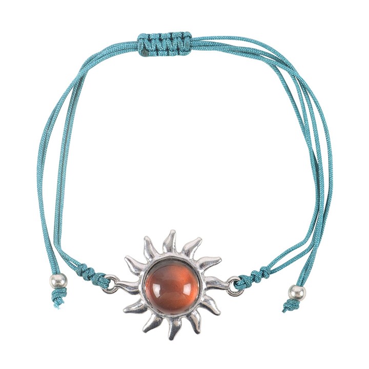 Adjustable Aura Energy bracelet with silver-tone sun charm