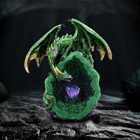 Emerald Overseer - Green Dragon & LED Crystal Cave