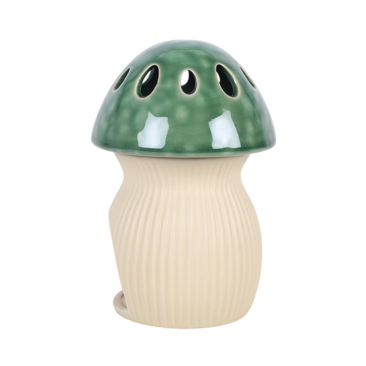 Front view of green mushroom oil burner
