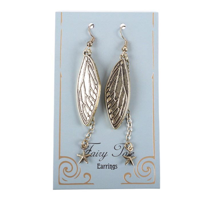 Fairy wing earrings with hanging star charms