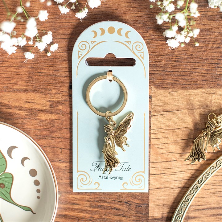 Fairy Tale keyring with antique gold winged fairy charm