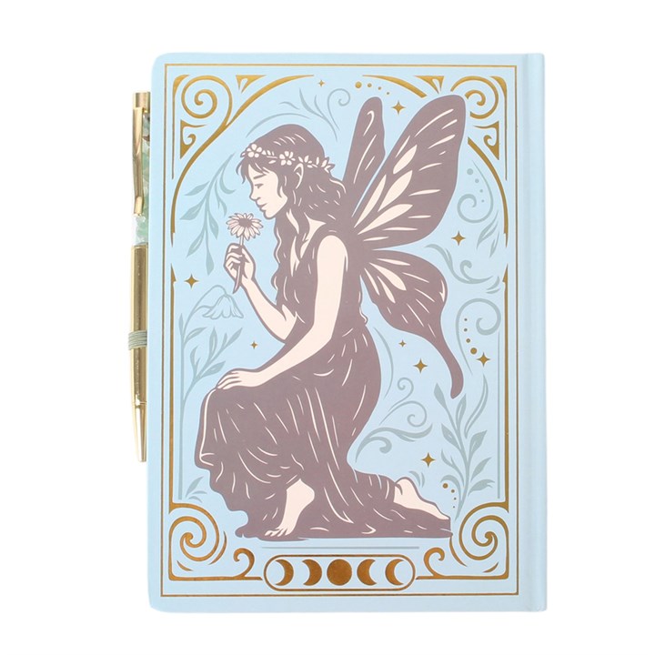 Fairy Tales A5 notebook with crystal pen and vintage fairy design back cover