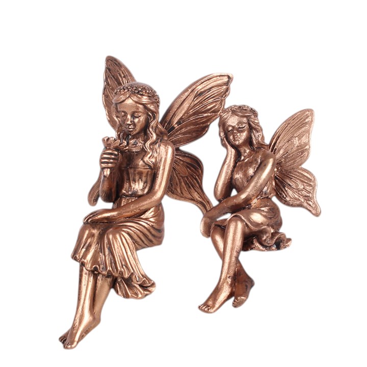 Set of 2 fairy shelf sitter ornaments