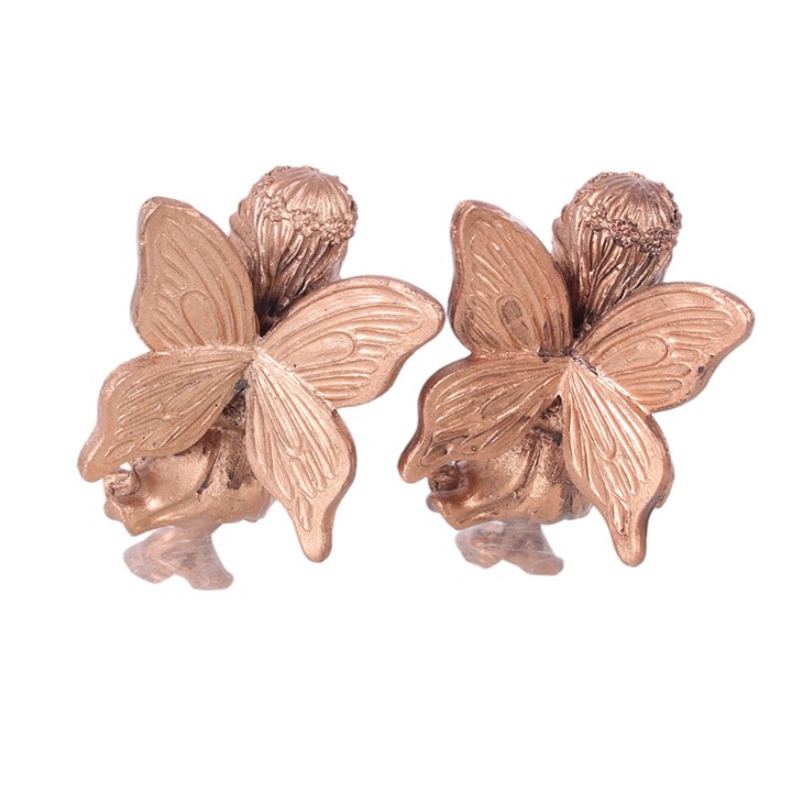 Set of 2 antique bronze fairy pot hanger ornaments rear view