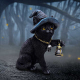 Familiar's Lantern Witch Cat Figurine
