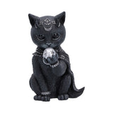 Feligor Cult Cuties gothic black cat figurine holding a silver skull