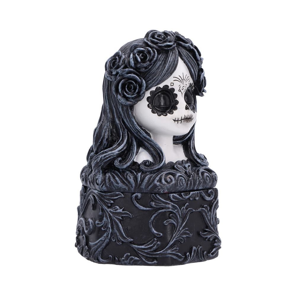 Day of the Dead woman trinket box side view