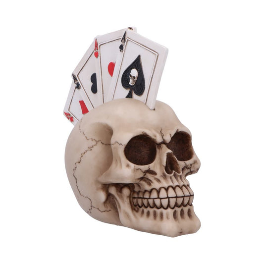 Four of a Kind skull figurine with playing cards by Nemesis Now