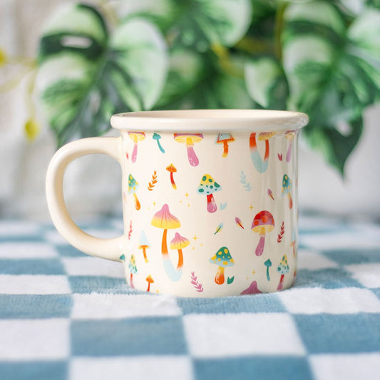 Funky Fungi mushroom mug colourful ceramic 350ml