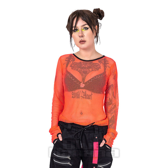 Future Orange Mesh Top