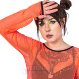 Future Orange Mesh Top