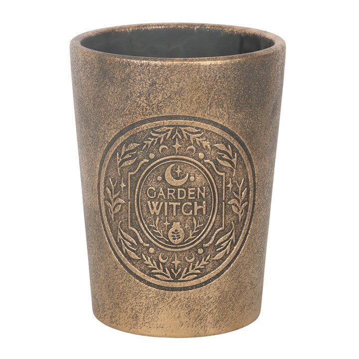 Garden Witch bronze effect terracotta plant pot