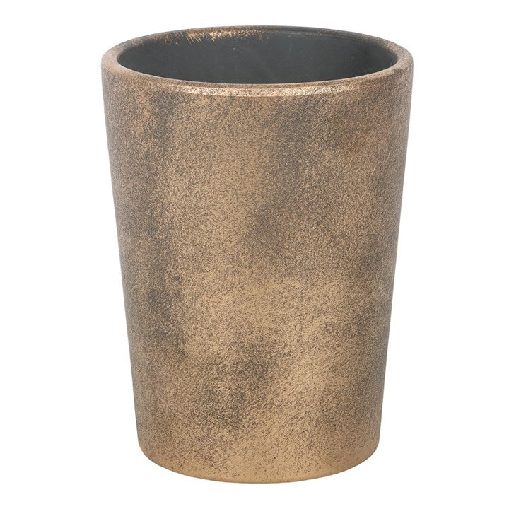 Bronze effect terracotta plant pot back view