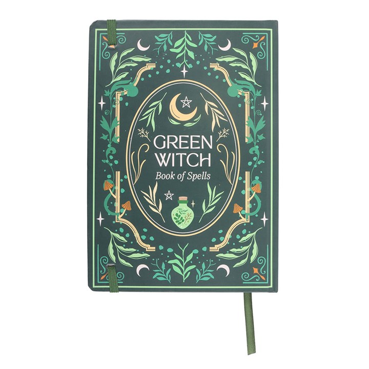 Green Witch notebook with ribbon marker