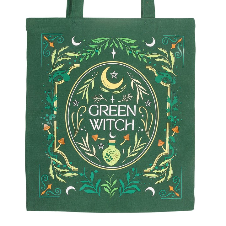 Green Witch tote bag front design