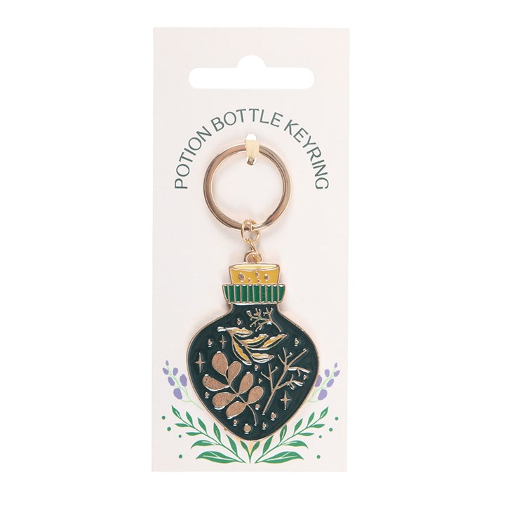Green Witch potion bottle keyring packaged