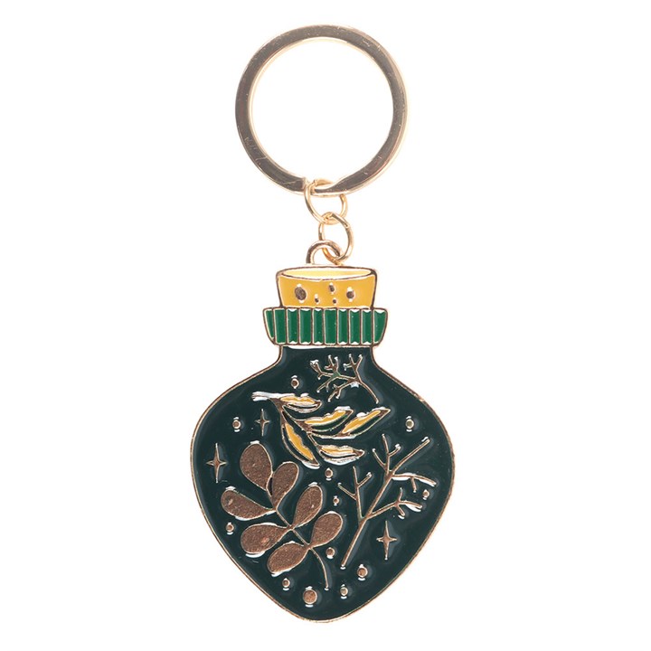 Green Witch potion bottle keyring front view