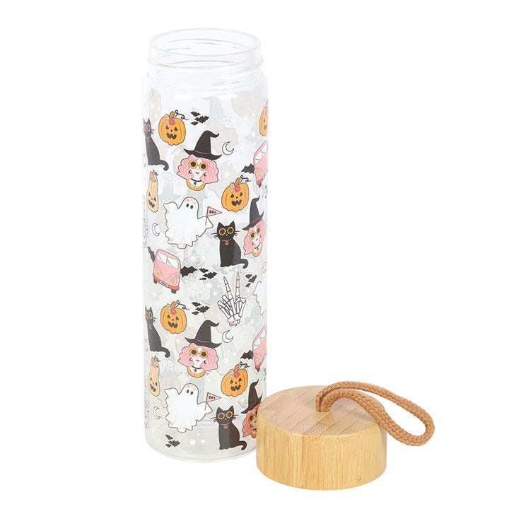Groovy Halloween glass bottle with bamboo lid