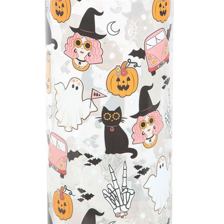 Groovy Halloween glass bottle with bamboo lid